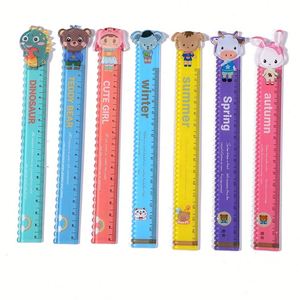 Règle en plastique multifonctionnelle de 15 cm, motif vague de dessin animé mignon, fournitures scolaires pratiques et créatives pour la géométrie mathématique, lot en gros - Product Image 1