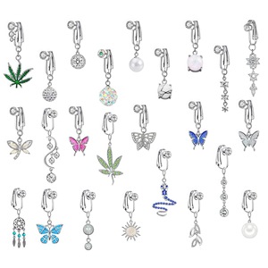 Anillos de <span class=keywords><strong>ombligo</strong></span> falsos con clip al por mayor, sin perforación, con colgante de mariposa de circonita cúbica, joyería corporal <span class=keywords><strong>para</strong></span> mujer - Product Image 1