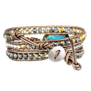 Labradorite Beaded <b>Bracelet</b> <b>Copper</b> Alloy Crystal Beads Hand Woven Jewelry Gift Fashionable Retro Style - Product Image 3