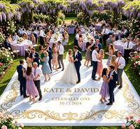 Autocollant de sol de danse personnalisé brillant, résistant à l'eau et amovible - Autocollants en vinyle personnalisés pour mariage avec nom et date - Décoration de fête