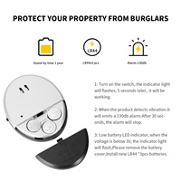 Détecteur d'ouverture de porte et de fenêtre portable, capteur d'alarme de vibration intelligent sans fil ABS pour la sécurité domestique, installation facile