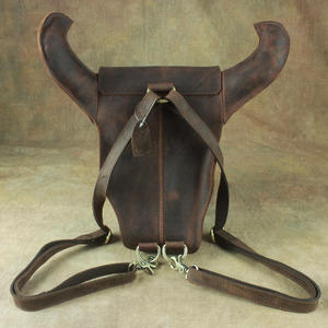 Mochila de Cuero Crazy Horse Retro Andong, Estilo Simple con Cabeza de Toro, de Cuero Vacuno Genuino, para Motocicleta, para Hombre y Mujer - Product Image 2