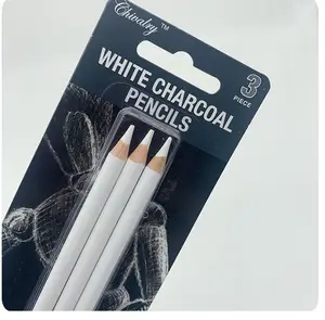 准备发货3件白色素描木炭铅笔粉笔铅笔套装，用于学校工具绘画艺术用品