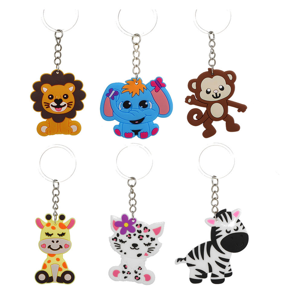 Key Rings Animal Design Dihua Collection Cute Jungle Animal Shape Keychains Safari Zoo Animals ...