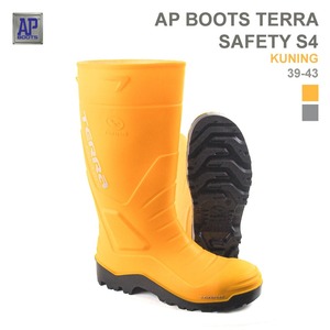 รองเท้าบูทนิรภัย AP TERRA Safety S4 สีเหลือง รุ่นพรีเมียม ป้องกันน้ำ หุ้มข้อกลาง ป้องกันการลื่นไถล  วัสดุ PVC  ปลายเหล็ก  สำหรับงานอุตสาหกรรม  ใช้ได้ทุกฤดู - Product Image 3