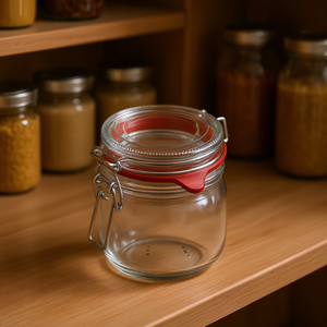 Pot en verre Drahtbgelglas avec joint rouge et couvercle à clip pour le stockage - Product Image 3
