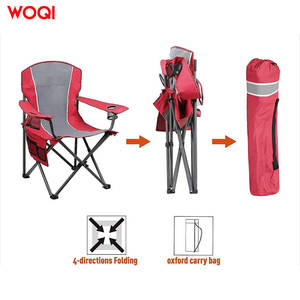 Silla plegable portátil para acampar al aire libre Woqi, con marco de aluminio, color rojo, para jardín, con portavasos y bolsillos de almacenamiento. - Product Image 2