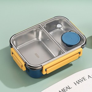 Boîte à lunch en acier inoxydable compatible micro-ondes avec grille, design esthétique, boîte à lunch pour étudiants avec compartiment à salade - Product Image 3