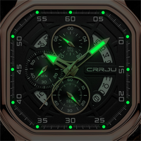 Montre homme Crrju 2314 décontractée, calendrier complet, luxe, lumineuse, étanche 30 m, chronographe quartz, mode.