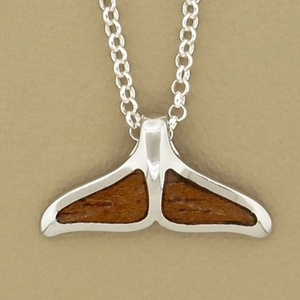 Joyería de Plata de Ley 925, Colgante de Cola de Ballena de Madera de Koa Hawaiana con Collar - Product Image 4