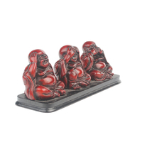 Ensemble de Statues Décoratives pour la Maison en Résine Rouge Antique, Trois Sages Moines Bouddhistes Peints à la Main, Ne Voient, N'entendent, Ni N'ont Pas de Bave à Raconter (Harems, Ne voient, Ne n'entendent, Ne n'ont pas de mauvaises intentions)