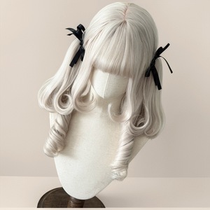 Peluca de estilo Lolita para toda la cabeza, pelo largo y rizado con flequillo lateral, coletas, línea de cabello natural, fibra Kanekalon - Product Image 4