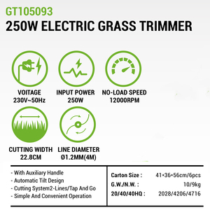 Vertak 250W Ánh sáng trọng lượng có Dây dụng cụ làm vườn cầm tay grasscutter điện chuỗi tông đơ với 22cm cắt Chiều rộng - Product Image 3