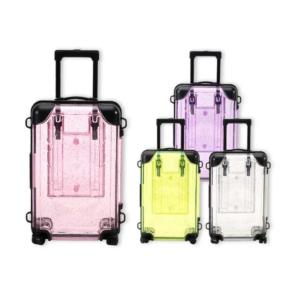 2023 nuevo diseño creativo bolsa de moda embalaje miniatura caramelo plástico vacío Mini maleta paquete cajas de almacenamiento regalos de navidad