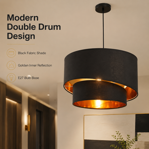 Modern Fabric Pendant Light Gold Finish For Dining Room Living Room Restaurant Home Decor <b>Indoor</b> Luxury <b>Lighting</b> - Product Image 2