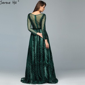 Robe de <span class=keywords><strong>soirée</strong></span> <span class=keywords><strong>longue</strong></span> en cristal de velours vert haut de gamme et élégante pour les banquets, les mariages et les hôtes Commerce extérieur Modeste LA70040 - Product Image 4
