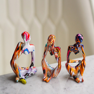 Figura de resina nórdica personalizada al por mayor, de 3 piezas escultura abstracta, decoración de estantería, Color arcoíris, estatua del <span class=keywords><strong>pensador</strong></span> - Product Image 3