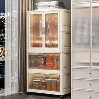 Boîtes de rangement pliables en plastique de 66 cm, empilables, organisateur de placard, armoire de rangement pliable avec couvercles pour la chambre à coucher