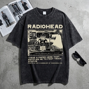 Rock Band <strong>Radiohead</strong> Bends Vintage Letter Pattern 100% Cotton Washed Short Sleeve Regular Fit Breathable Unisex T-<strong>shirt</strong> - Product Image 4