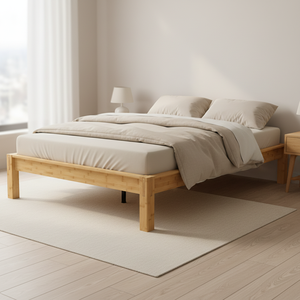 Duurzaam modern massief houten zacht <span class=keywords><strong>bed</strong></span> met verstelbaar bamboe houten bedframe en multiplex panelen voor hotels met meerdere bedgroottes. - Product Image 1