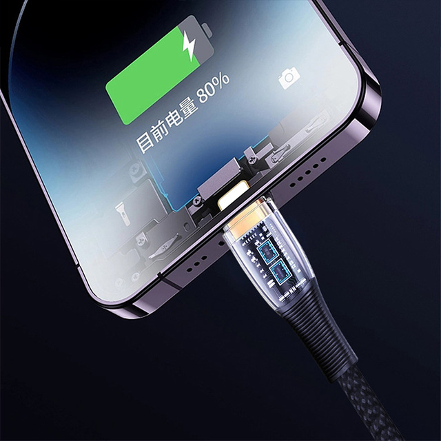 Modorwy Hot Sell 5A USB to Lighting Cable 1m Nylon Braid Usb c Data Speed Charing Cable Fast Charging LED Light Data Cable
