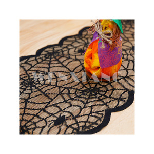 Halloween Table <b>Runner</b> <b>Black</b> Spider Web Lace Rectangle Polyester Party Decoration 1 Pcs - Product Image 5