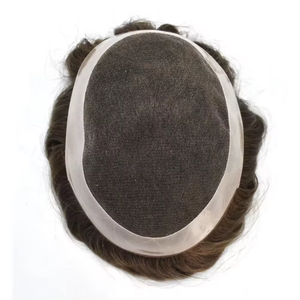 LONGFOR Perruque à fermeture en dentelle en cheveux humains Remy, extensions de cheveux indiens, topper de cheveux, 6 pouces, lisses, densité 120% 130% - Product Image 1