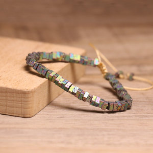 Nueva llegada pulsera de piedra natural para mujer, pulsera trenzada con cuentas de hematita de lava chapada en colores, joyería hecha a mano de energía curativa - Product Image 3