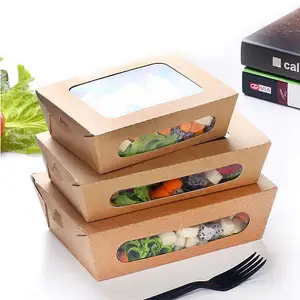 Kotak kertas kemasan makanan cepat untuk salad, ayam, makanan