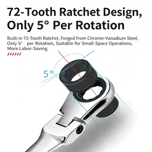 <b>Ratchet</b> Wrench Set Imperial Inch Single End Hex Smooth Jaw Chromium Vanadium Steel Polished Industrial Automotive Repair Tool - Product Image 2