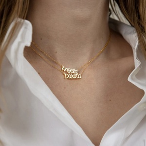 Collier tendance 2024 en acier inoxydable plaqué or 18 carats avec pendentif en forme de cœur d'amour, citation de proverbe, nom, pour femme, chaîne claviculaire - Product Image 4