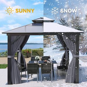 Gazebo da Giardino in Alluminio con Doppio Tetto Impermeabile e <span class=keywords><strong>Tenda</strong></span> in Rete d'Acciaio per Esterni - Product Image 3