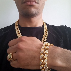 Chaîne cubaine HipHop 20 mm, style Miami, plaqué or, bijoux de rappeur, vente <span class=keywords><strong>en</strong></span> gros, dropshipping - Product Image 3