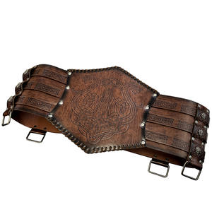 Cinturón <span class=keywords><strong>de</strong></span> vikingos ancho <span class=keywords><strong>de</strong></span> cuero PU traje Medieval armadura Kit accesorio cinturón pesado Halloween en relieve pretina para adultos - Product Image 4
