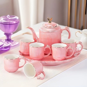 Cream-style drinking cup home <b>set</b>, living room coffee table, high-end ceramic cups, cup holder, tea <b>set</b> - Product Image 4
