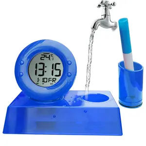 Promotionele Office Desktop Digitale Kalender Water Power Waterkracht Penhouder Wekker