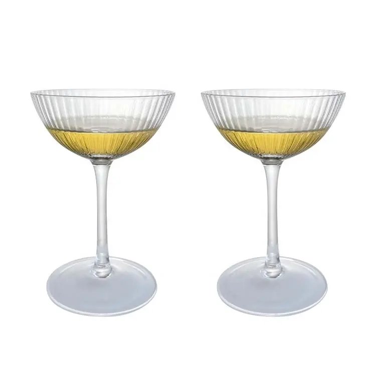 Moderne Bar Unieke Vintage Art Deco Cup Rimpel Geribbelde Cocktail Goblet Martini Cocktail Glas