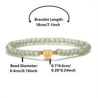 Bracelet élégant rétro pour femmes, bracelet à lettres en forme de cœur, transparent, vert clair, imitation perles élastiques