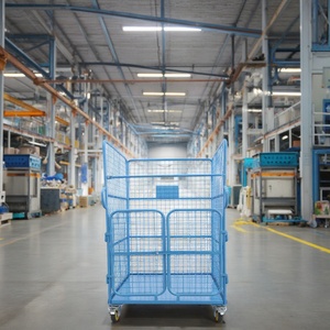 Personnalisation disponible <span class=keywords><strong>Cage</strong></span> de rouleau de fil de stockage en acier pliable robuste voiture à cadre en fer pliable avec roues - Product Image 6