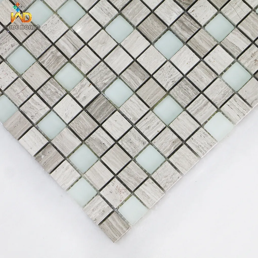 Marble mixed glass mosaic anti slip bathroom tiles outdoor swimming pool wear-resistant tiles