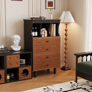 Vintage Ash Wood Four <b>Drawer</b> Chest Storage Cabinet Bedroom Living Room Sideboard - Product Image 2