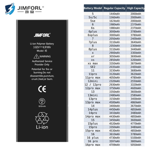 Batterie de téléphone portable OEM/ODM d'origine pour iPhone 5 6 <span class=keywords><strong>7</strong></span> 8 Plus X XR 11 15 16 Pro Max, batteries de remplacement, fabrication en gros - Product Image 1
