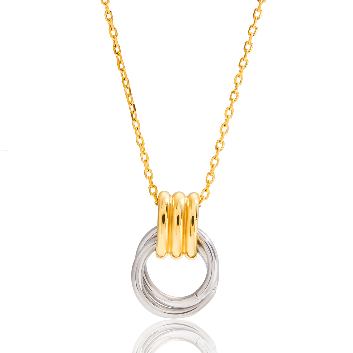 2 tone Oval Chain Interlocking Necklace