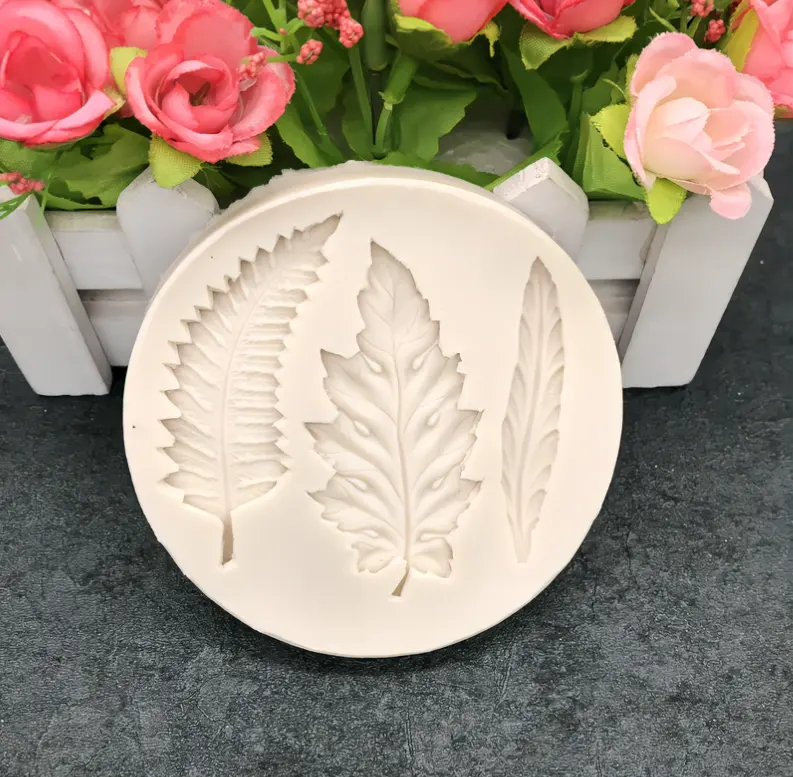 Foglia d'ulivo e punte di grano dorato stampi per fiori in Silicone strumenti per decorare torte fondente stampi per cioccolato in argilla in resina per natale