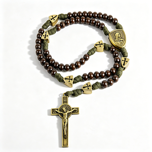 Rosarios Católicos Vintage, Collar Hecho a Mano con Nudos de Paracord, Estilo Vintage para Meditación Católica, Joyería con Cuentas de Oración - Product Image 1
