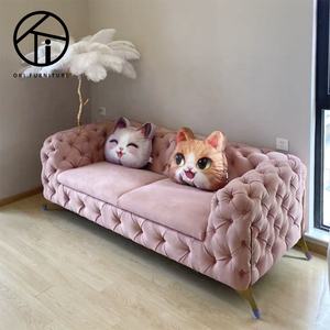 Sofa Mewah Besi Tahan Karat Italia, Perabot Ruang Tamu Sofa Kulit 6 3 Dudukan Bagian Artistik Modern - Product Image 6