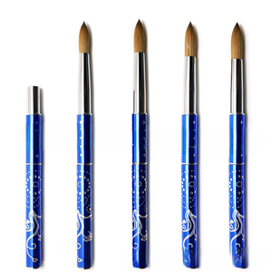 Pinceau à ongles en cristal bleu vison, taille 2 à 24, tête ronde, insertion inversée, poils synthétiques, poudre acrylique, pinceau pour nail art - Product Image 1