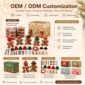 ชุดทำขนมปังขิงด้วยดินเหนียว DIY 8 ชิ้น พร้อมหมวก ผ้าพันคอ โบว์ผูกคอ แบบผสมผสาน รับผลิต OEM แบรนด์ส่วนตัว ของขวัญวันหยุด ขายส่งจำนวนมาก - Product Image 5