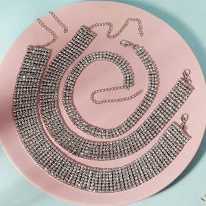 Collar de múltiples capas, Zirconia cúbica, gotas de cristal, alto brillo, joyería de moda europea americana para mujer, aniversario - Product Image 2