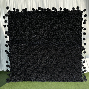 L-FW103 Panel <span class=keywords><strong>de</strong></span> Pared <span class=keywords><strong>de</strong></span> Flores Artificiales <span class=keywords><strong>Negras</strong></span> 5D para Boda, 8 pies x 8 pies, Paneles <span class=keywords><strong>de</strong></span> Pared <span class=keywords><strong>de</strong></span> Flores Enrollables, Decoración <span class=keywords><strong>de</strong></span> Pared <span class=keywords><strong>de</strong></span> Flores para Boda - Product Image 1
